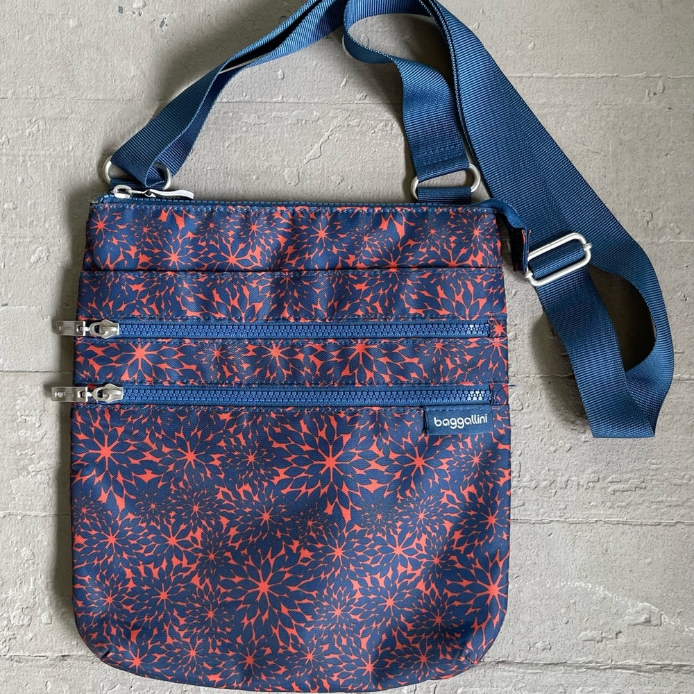Baggallini Blue & Dark Orange Crossbody Purse